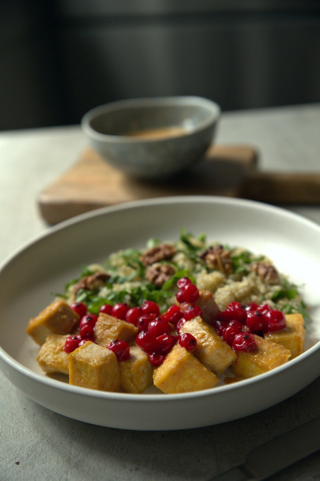 Caramelized Tofu with Currants & Lovage