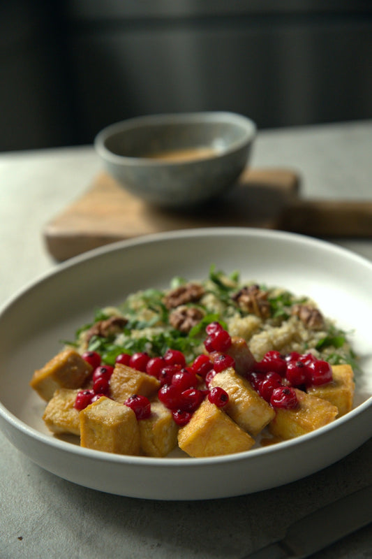 Caramelized Tofu with Currants & Lovage