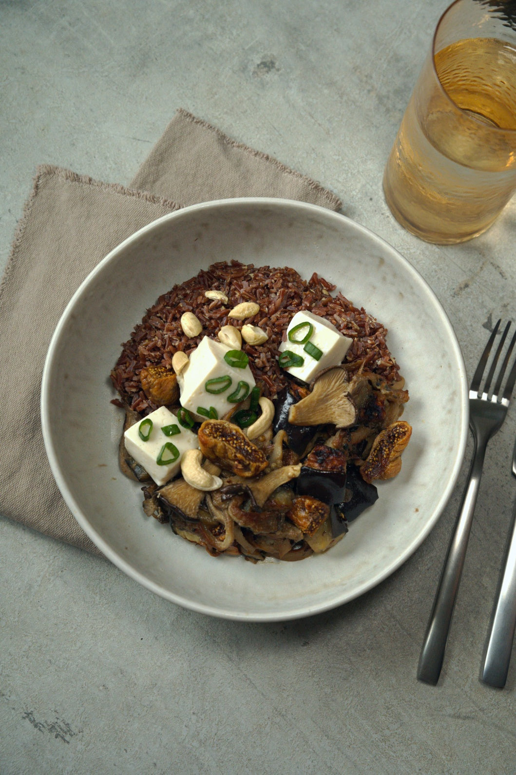 Roasted Mushrooms & Aubergine with Brown Rice