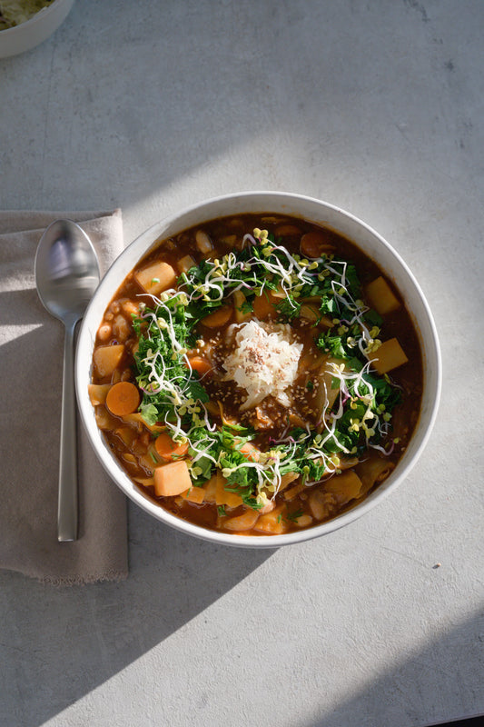 Smoky Cabbage & White Bean Stew with Toasted Sesame