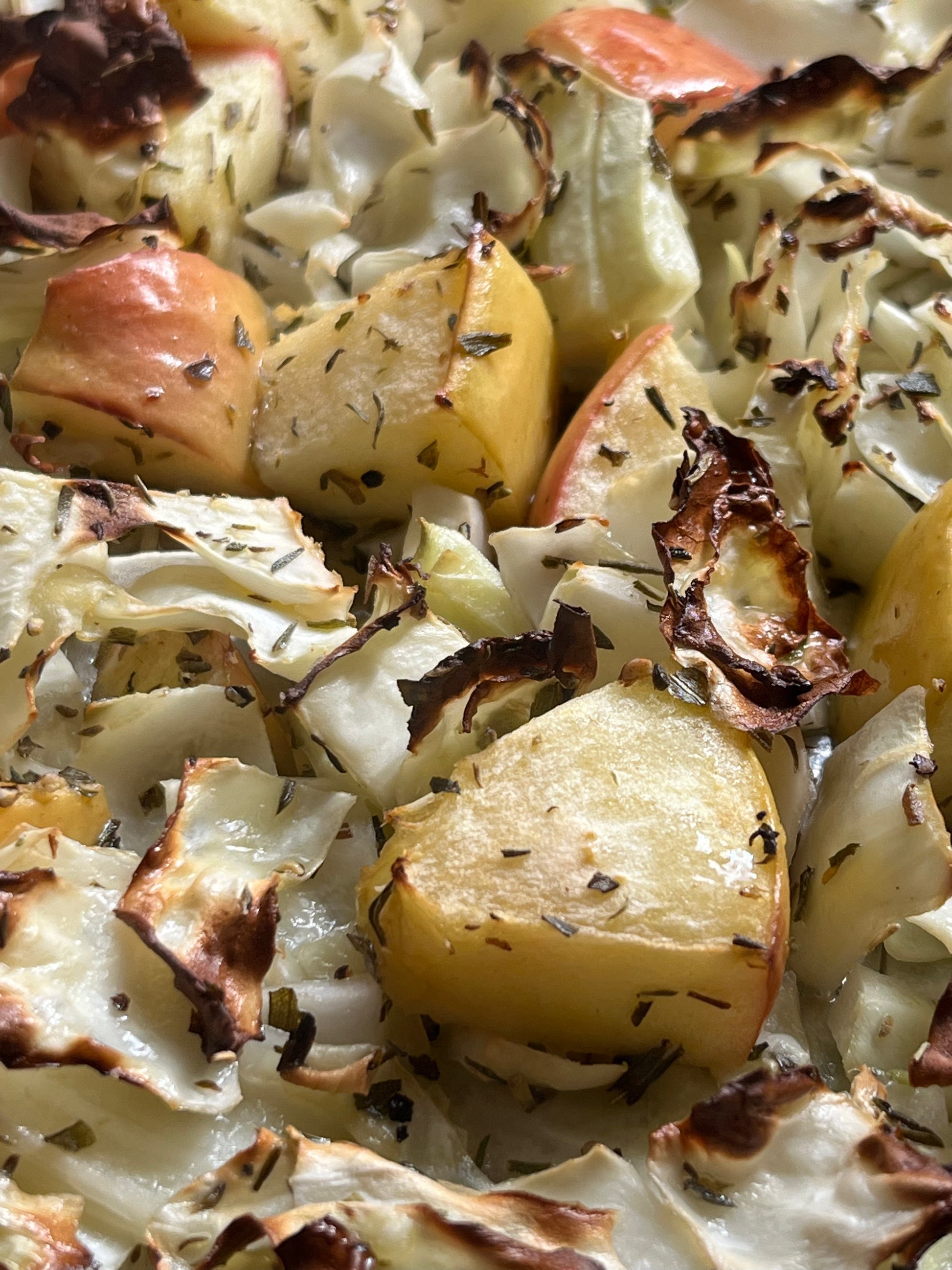 Honey Mustard Roast Cabbage with Miso-Infused Lentils Quinoa, Golden Apple  & Purple Carrot